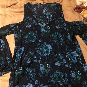 Off the shoulder blue floral blouse